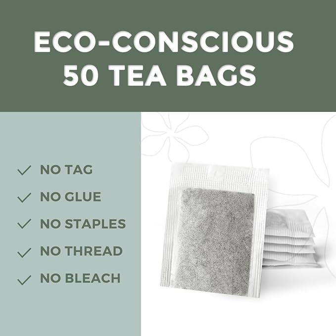 Fescha Organic Decaf Jasmine Green Tea Bags Flower-scented Tea (50-count), Eco-Conscious Tea Bags