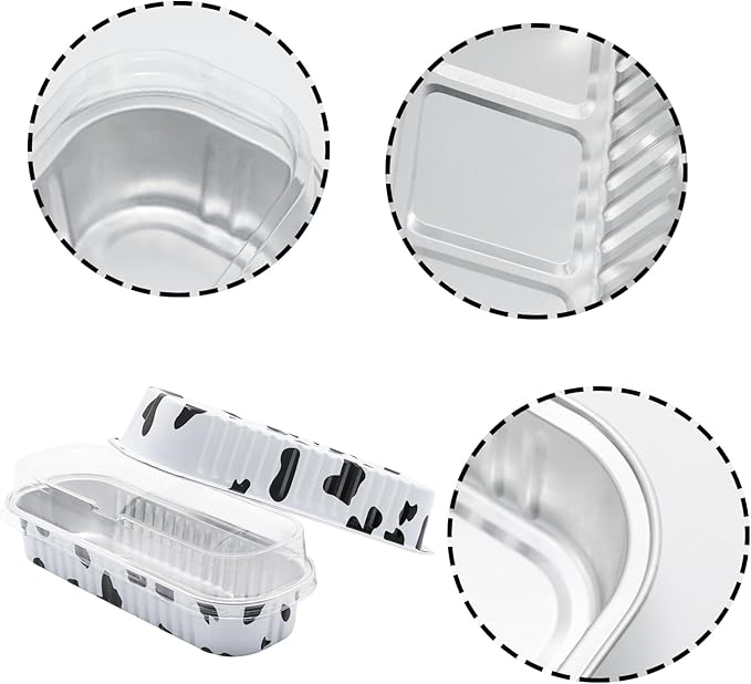 100 Pack 6.8oz Aluminum Cake Pans with Lids Rectangle Mini Loaf Pans Baking Cups Disposable Cupcake