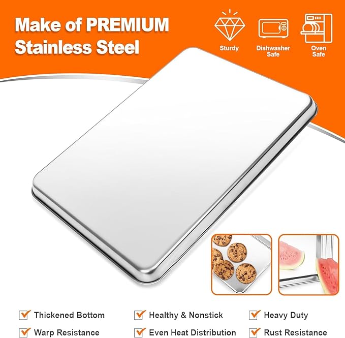 CEKEE Baking Sheet Set of 12, Stainless Steel 16 Inche Cookie Sheets for Baking, Baking Sheet Pan