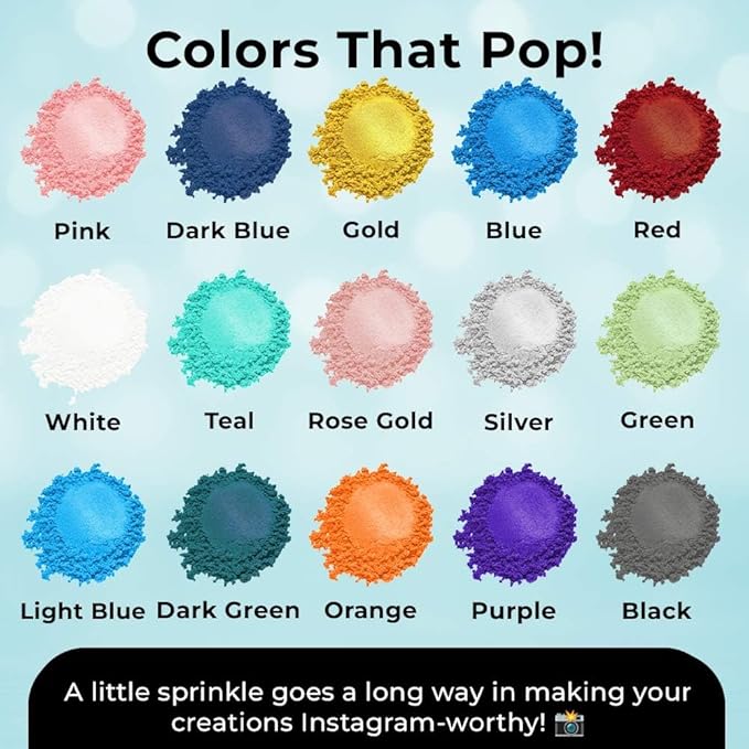 Luster Dust Edible Cake Decorations, Light Blue Edible Dust for Cake Edible Luster Dust for Cupcake