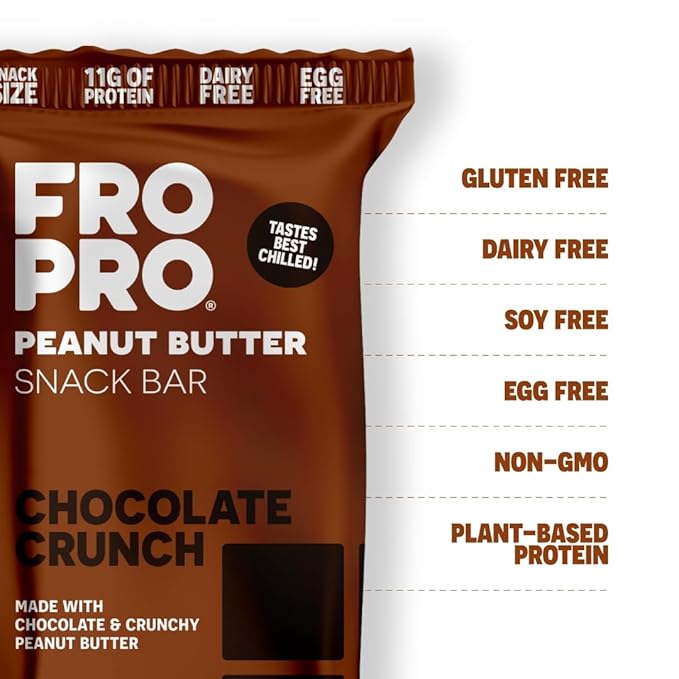 FROPRO Plant Protein Snack Bars - Plant Based Protein Bars, All-Natural, Gluten, Dairy, & Soy Free