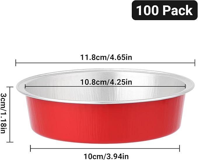 Beasea Disposable Baking Cups, 100 Pack 7.3oz 215ml Aluminum Ramekins Foil Baking Cups 4" Ramekin