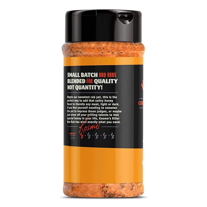Kosmos Q Honey Killer Bee BBQ Dry Rub, Sweet Seasoning with Brown Sugar, Honey, Garlic & Paprika