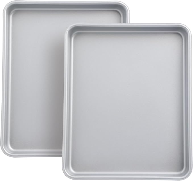 2-PACK Toaster Oven Pans for Baking,Shinsin 9X11 Non-stick Baking Trays, 57% Thicker Cookie Sheet