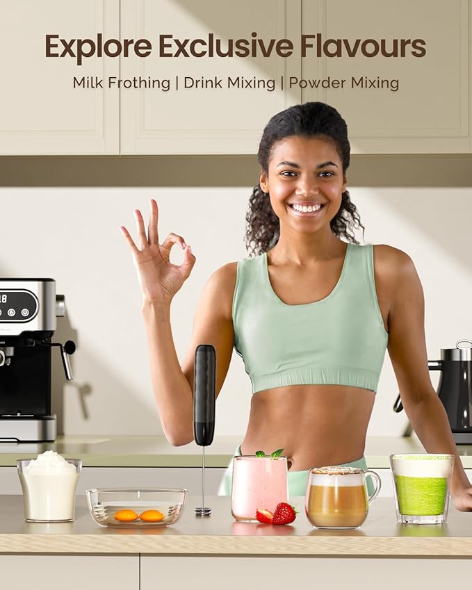 Maestri House Rechargeable Milk Frother, LunaFro Mini Handheld Electric Foam Maker Detachable