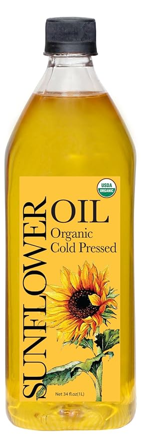 Daana Sunflower Oil: Certified USDA Organic, Extra Virgin, Cold Pressed, High Oleic, Non-GMO.