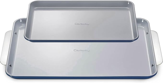 Caraway Non-Stick Ceramic Baking Sheet Duo - Naturally Slick Ceramic Coating - Non-Toxic, PTFE &