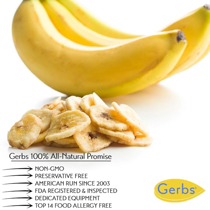 Gerbs Unsweetened Banana Chips 2 lbs. | Unsulfured, No Additives, Resealable Bag | Naturally Crisp