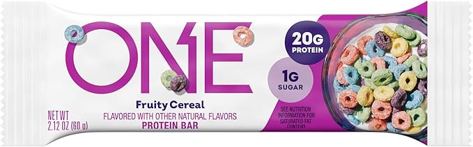 ONE Protein Bars, Fruity Cereal, Gluten Free with 20g Protein and 1g Sugar, Pantry Staples, 2.12 oz