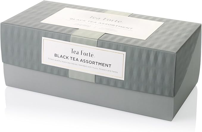 Tea Forte Assorted Black Tea Presentation Box Tea Gift Set Sampler, 20 Count, 2 of Each Variety