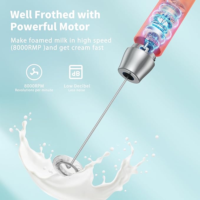Maestri House Rechargeable Milk Frother with Stand, LunaFro Handheld Electric Foam Maker Waterproof