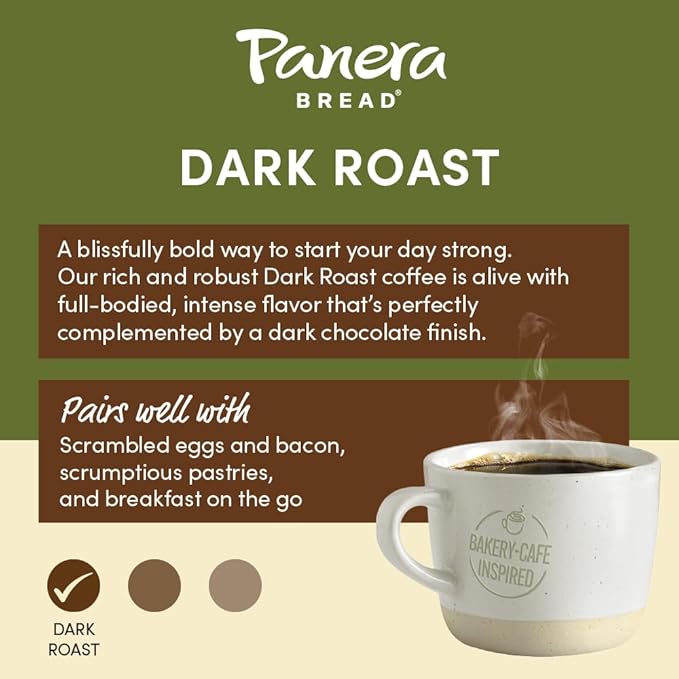 Panera Bread Dark Roast Single Serve Coffee Cups, 100% Arabica Coffee, Kosher, 10 Count (Pack of 6)