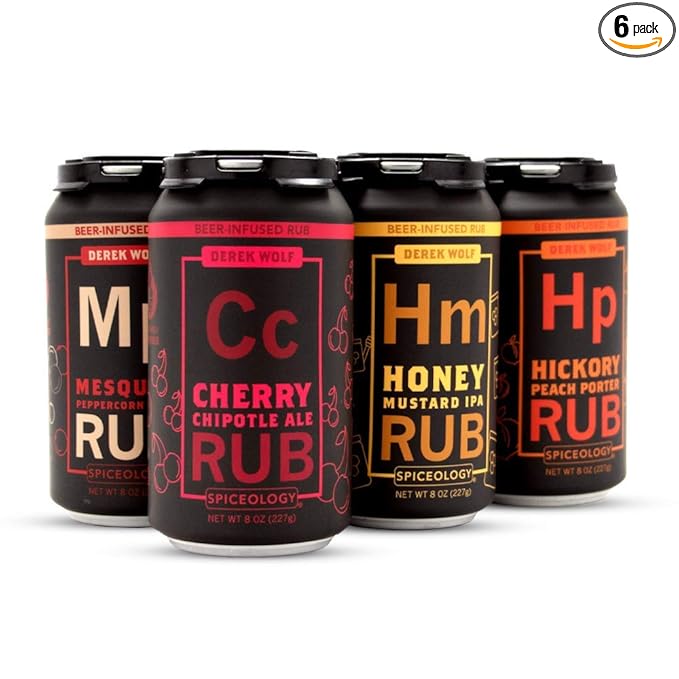 Spiceology -Derek Wolf Beer-Infused BBQ Rub Set -Cherry Chipotle Ale, Honey Mustard IPA, Hickory