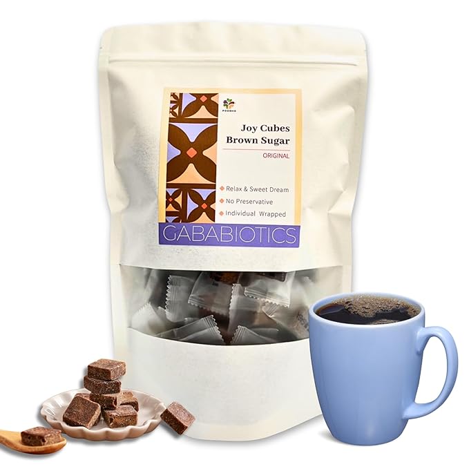 FOODHO GABA Joy Cubes Brown Sugar Cubes - Natural Dark Muscovado Sugar | Old Fashioned Pure Cane