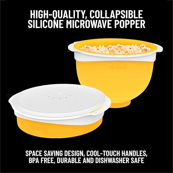 Opopop Microwave Popcorn - Variety 4-Pack Gourmet Popcorn Kit, Collapsible Silicone Popcorn Popper