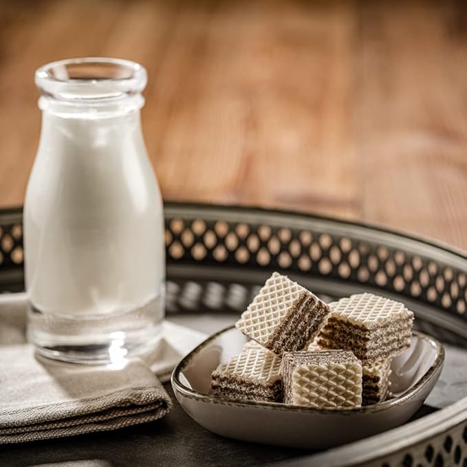 Loacker Quadratini Espresso Wafer Cookies LARGE - 30% Less Sugar - Premium Crispy Bite Size Wafers