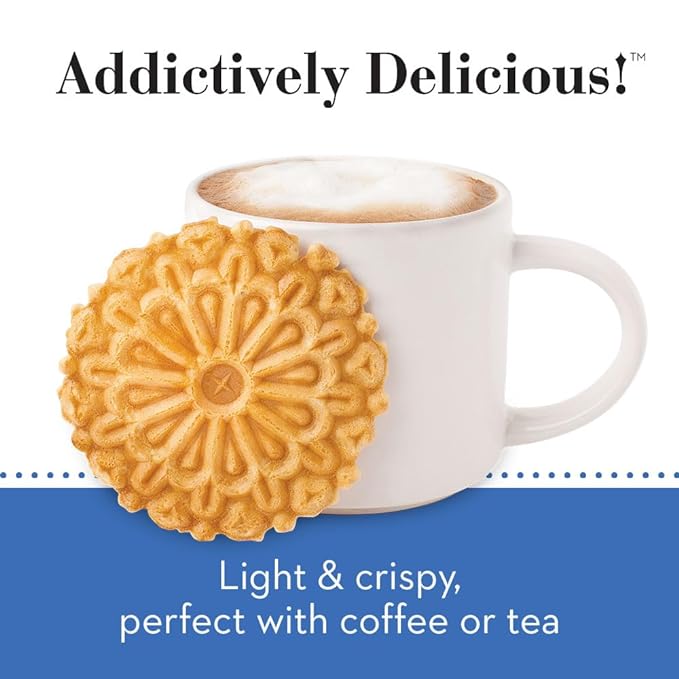 Reko Pizzelle Authentic Italian Style Waffle Cookie, Vanilla, 7 Ounce (Pack of 12)