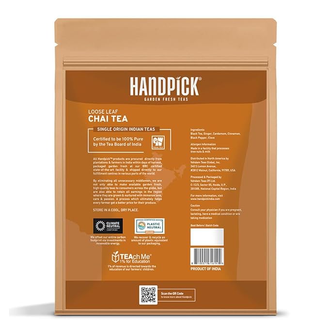 HANDPICK, Premium Chai Tea Loose Leaf (340g/12oz) | Blend Of Black Tea - Masala Chai Tea With