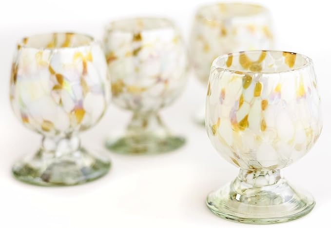 Authentic Mexican Tequila Hand Blown Shot Glasses - Set of 4-2 oz - Mini Glass Snifters - Heavy