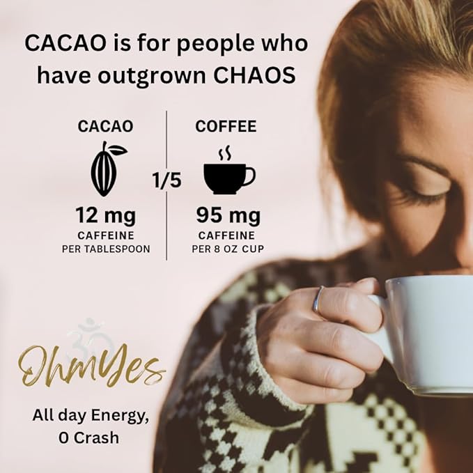 Ohm Raw Cacao Powder Organic Pure Unsweetened | Natural Source of Magnesium & Iron | Organic