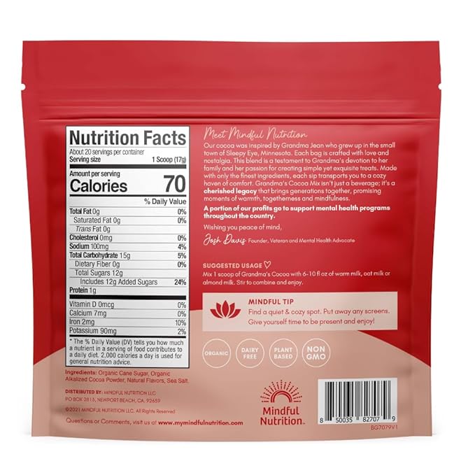 Mindful Nutrition Grandmas Organic Hot Chocolate Mix (Peppermint Hot Chocolate)