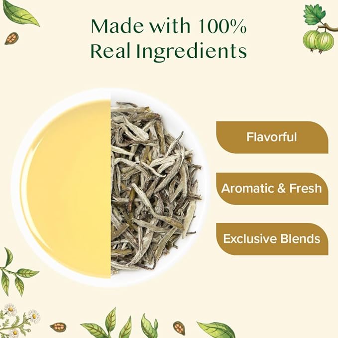 VAHDAM, Assorted White Tea Sampler Gift Set, Gluten Free, Non GMO - 4 Unblended White Loose Leaf