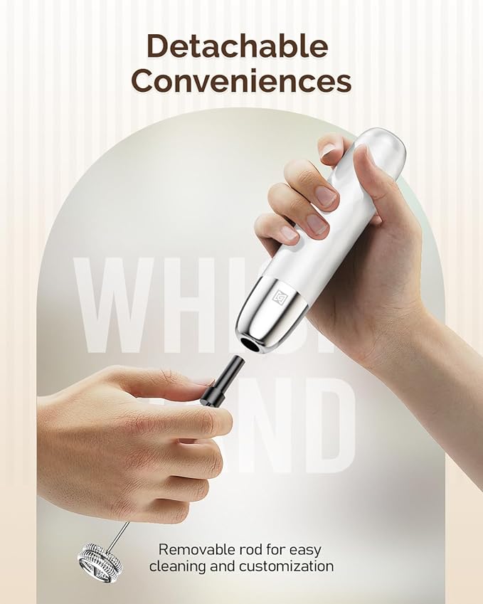 Maestri House Rechargeable Milk Frother, LunaFro Mini Handheld Electric Foam Maker Detachable