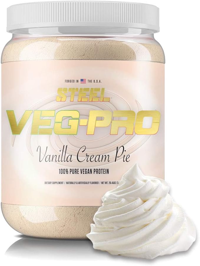 Steel Supplements Veg-PRO | Vegan Protein Powder, Vanilla Cream Pie | 25 Servings (1.65lbs) | BCAA
