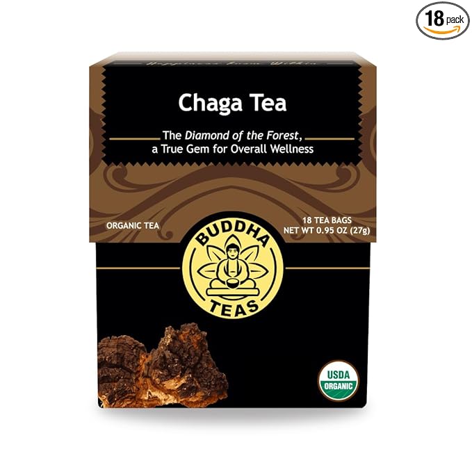 Buddha Teas - Chaga Tea - Organic Herbal Tea - For Cognitive Balance & Overall Health - With Chaga