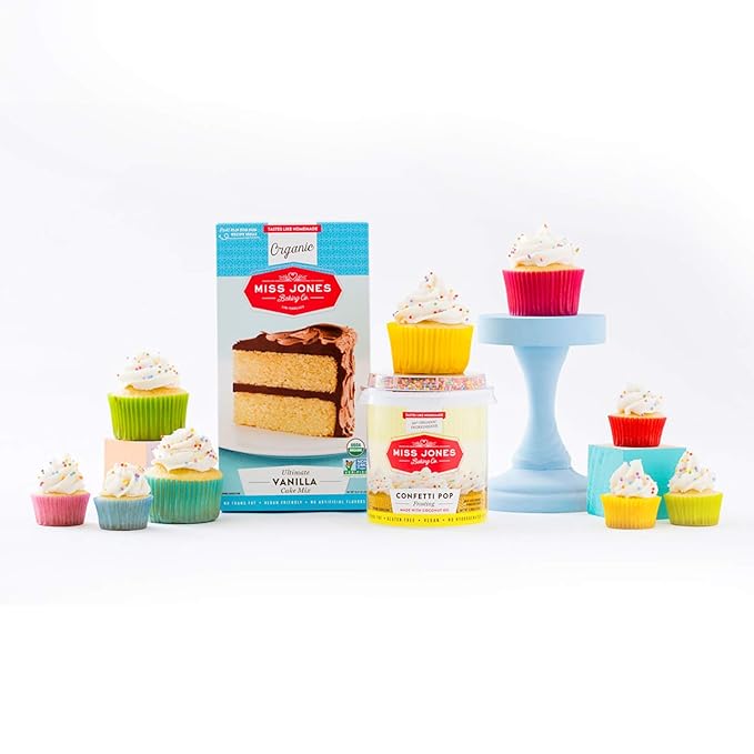 Miss Jones Baking 90% Organic Birthday Buttercream Frosting, Perfect for Icing and Decorating