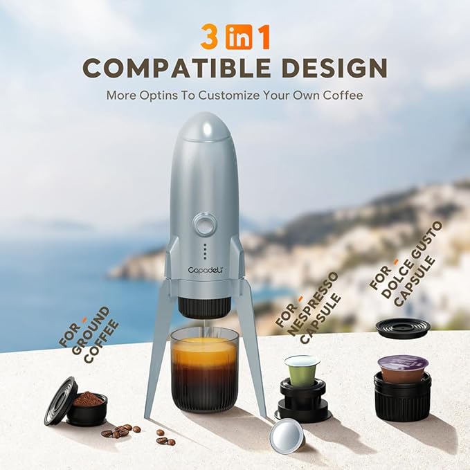 3 in 1 Portable Espresso Machine On the Go, Self-Heating Electric Espresso Maker, 19 Bar Mini