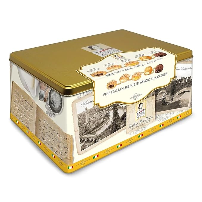 Matilde Vicenzi Verona Cookie Tin - Gourmet Italian Cookies Assortment in Individually Wrapped