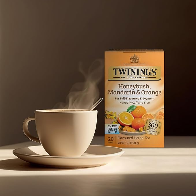 Twinings Honeybush, Mandarin, & Orange Herbal Tea Individually Wrapped Bags, 20 Count (Pack of 1)