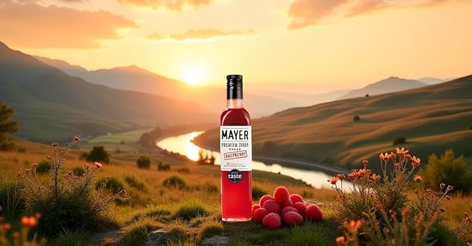 Mayer Hungarian Premium Raspberry Artisanal Syrup ??Award-Winning, All-Natural, Over 50% Real Raspberries, Vegan, Gluten-Free (16.9 oz Bottle) ??Great Coffee & Cocktail Syrup, No Artificial Additives.