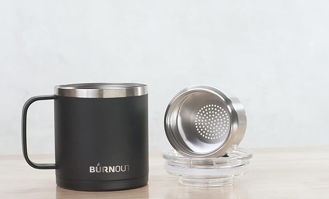 BurnOut 2.0 Instant Drinkability Temperature Control Mug (14 oz Black with Red)