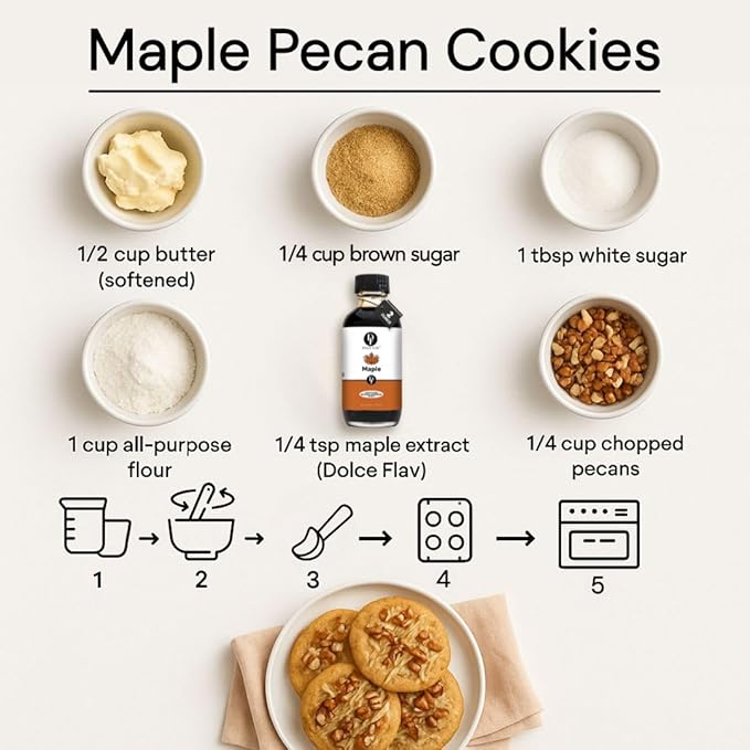 Dolce Flav Maple Extract - 2 Ounce Water-Soluble Multipurpose Flavoring Ideal for Baked Goods