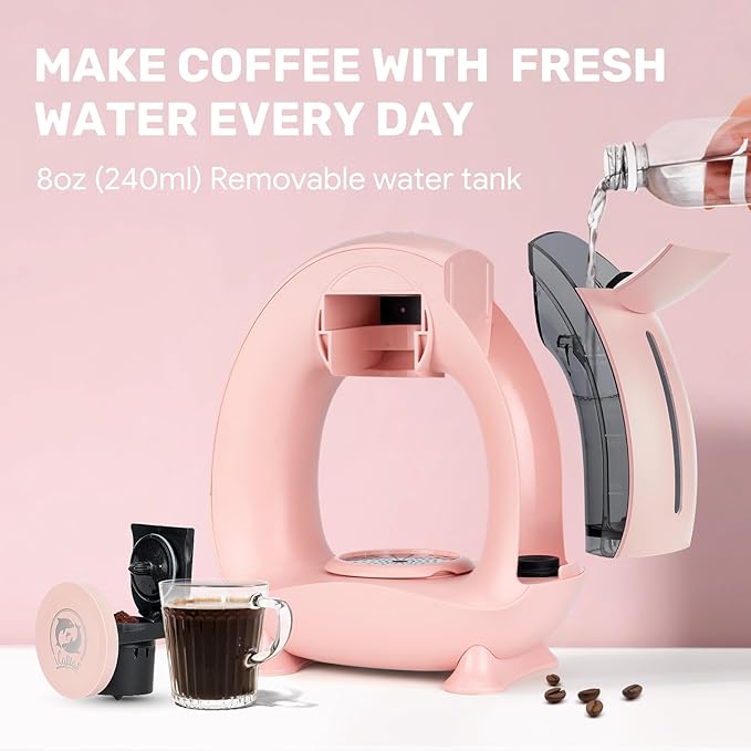 Single Serve Coffee Maker,Fast Brew in 2 minutes,Stylish竊낧ompact Design,MINI Q 2 IN 1 Coffee