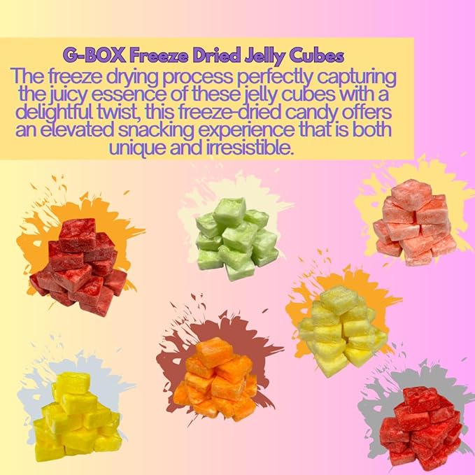 G-Box Freeze-Dried Peach Jello Cubes - 2 oz | USA-Made Freeze Dried Jelly| Freeze Dried Candy |