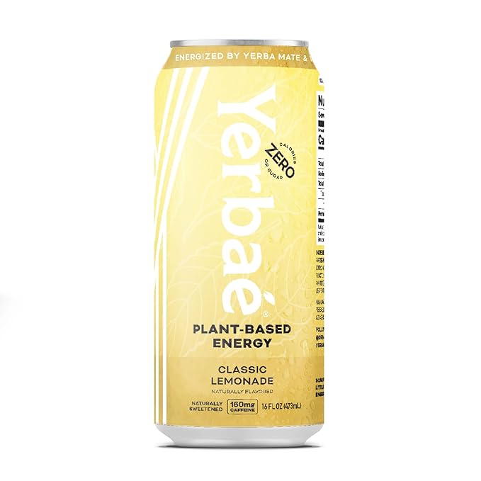Yerbae Energy Beverage - Classic Lemonade, 0 Sugar, 0 Calories, 0 Carbs, Energized by Yerba Mate