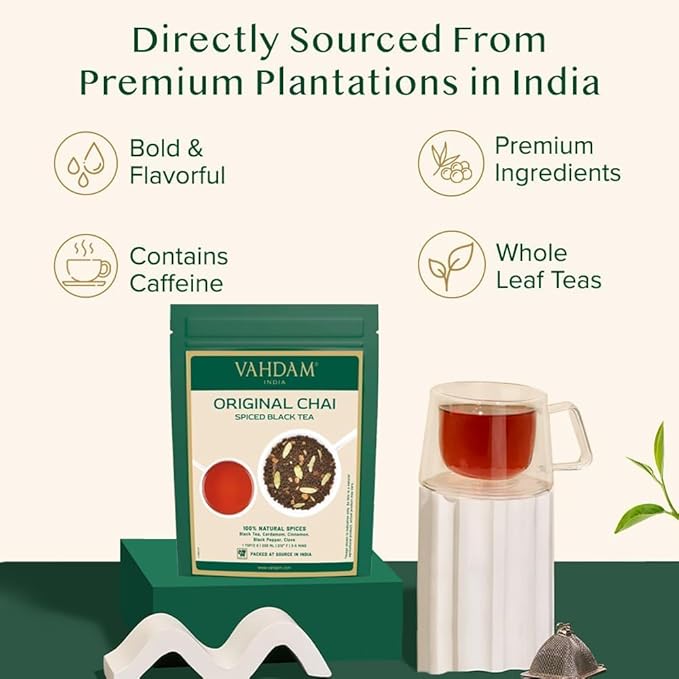 VAHDAM, India's Original Masala Chai Tea Loose Leaf (50 Cups/3.53oz) Blend Of Black Tea, Cinnamon