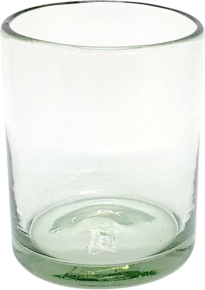 Clear 10 oz Tumblers (set of 6), Hand Blown Mexican Glassware, Recycled Glass Drinking Glasses
