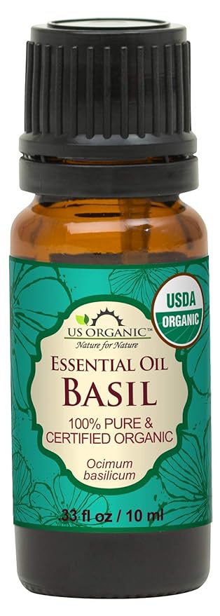 US Organic 100% Pure Basil Essential Oil, USDA Certified Organic, Steam Distilled W/Euro Dropper