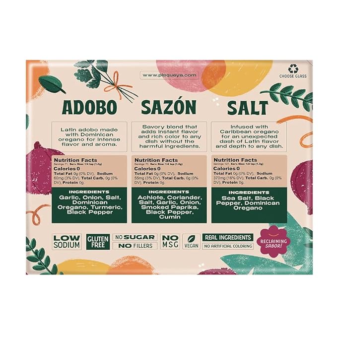 Pisqueya Latin Seasoning Gift Set – Sazón, Adobo & Oregano Sea Salt | Bold Flavor & All-Natural