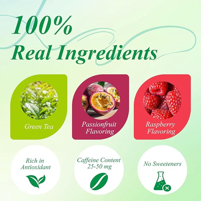 WT WEETEE Passionfruit Raspberry Green Tea, 100 Count Passion Fruit Raspberry Flavored Green