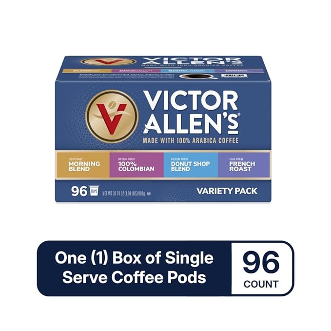 Victor Allen's Coffee Variety Pack (Morning Blend, 100% Colombian, Donut Shop Blend, and French