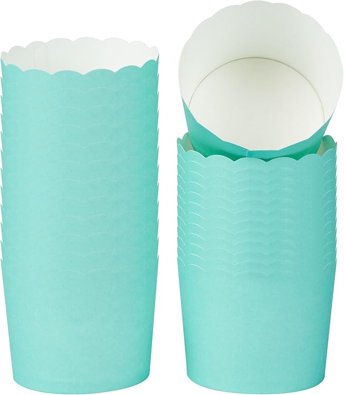 Panificio 6 Ounce Cupcake Wrappers, 200 Scalloped Baking Cups - Oven-Ready, Greaseproof, Turquoise