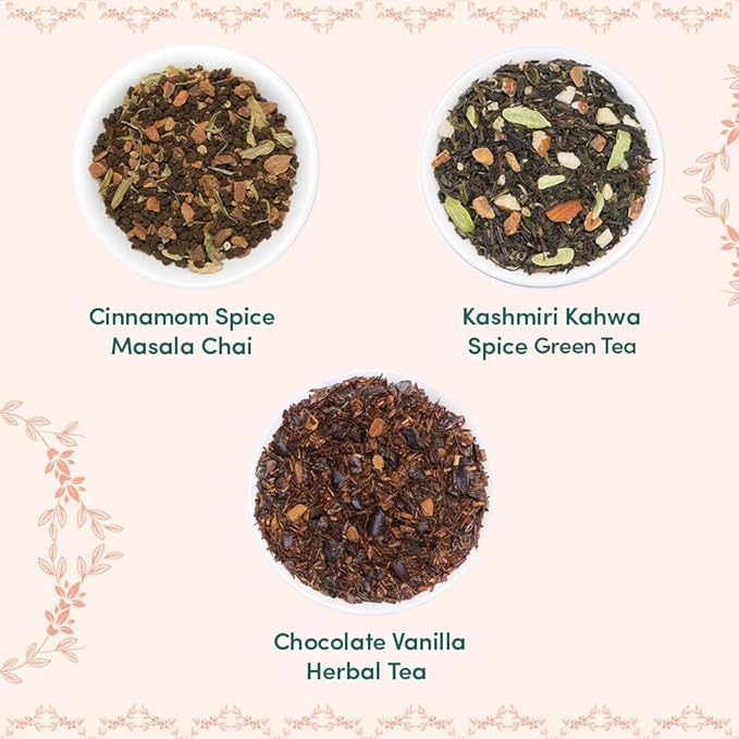 VAHDAM, BLUSH - Assorted Tea Gift Set for Women (3 Premium Teas) Tin Caddy Presentation Box | Loose