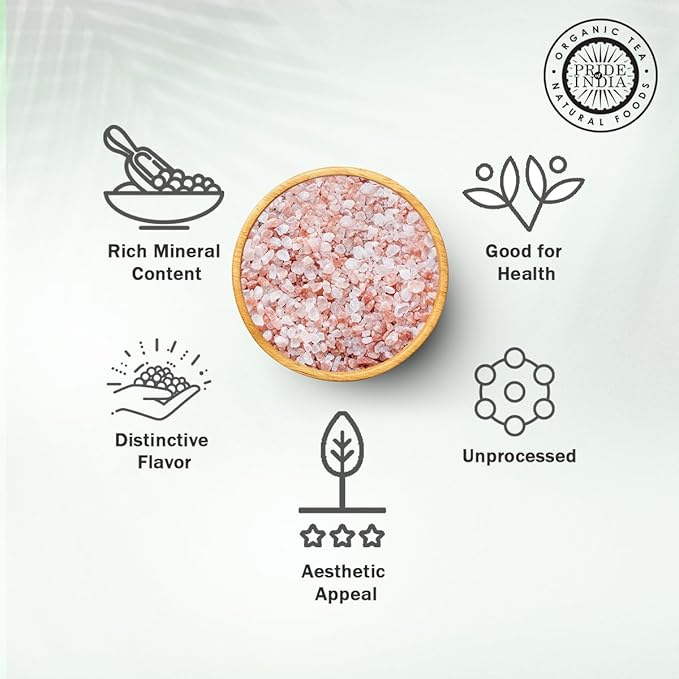 Pride Of India Pure Himalayan Pink Salt | Enriched w/ 84+ Natural Minerals | Coarse Salt Grind |