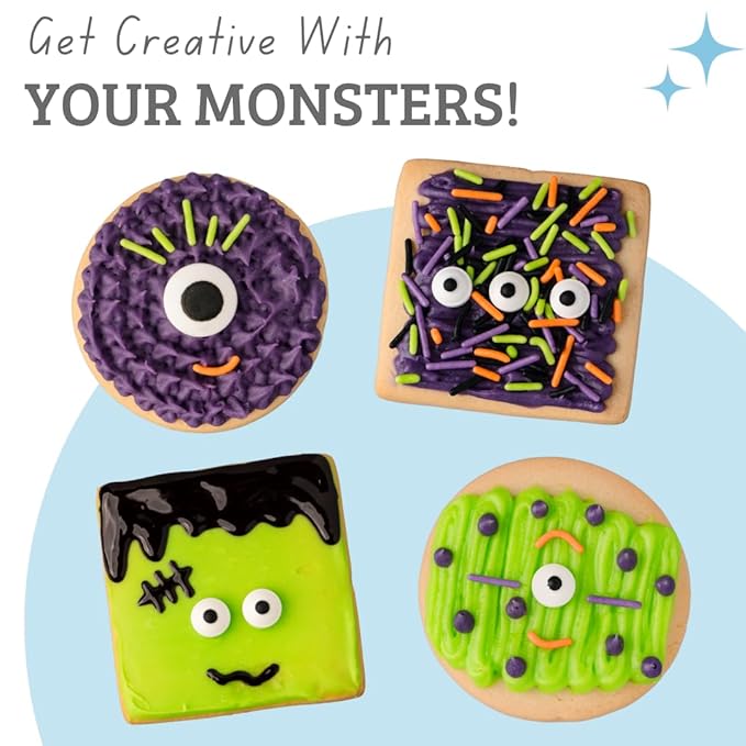Sweets Indeed Monster Cookie Decorating Kit ??14.59 oz Halloween Cookie Kit with 8 Cookies, 2
