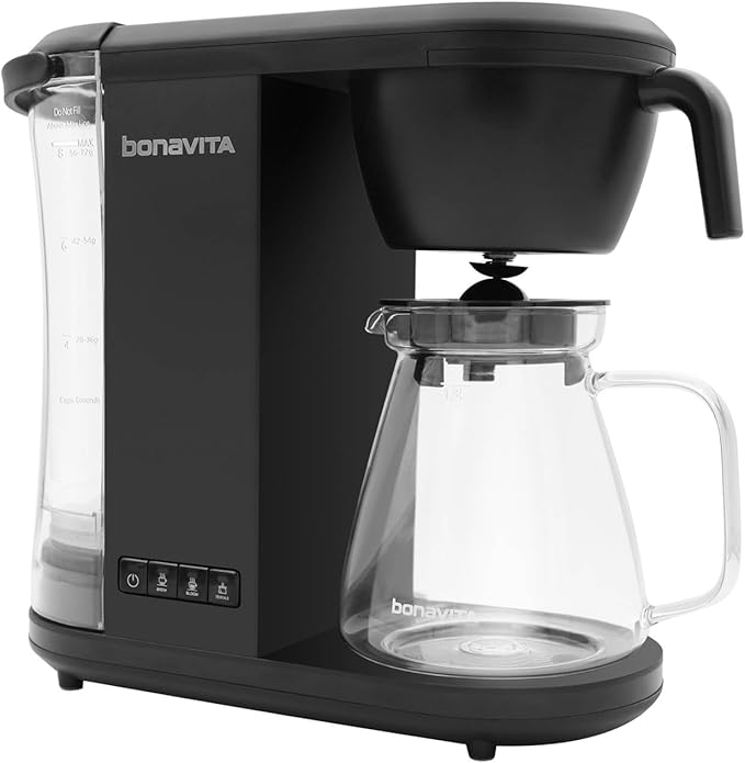 Bonavita Enthusiast 8 Cup Drip Coffee Brewer, Pour Over, SCA Certified Coffee Machine with Glass